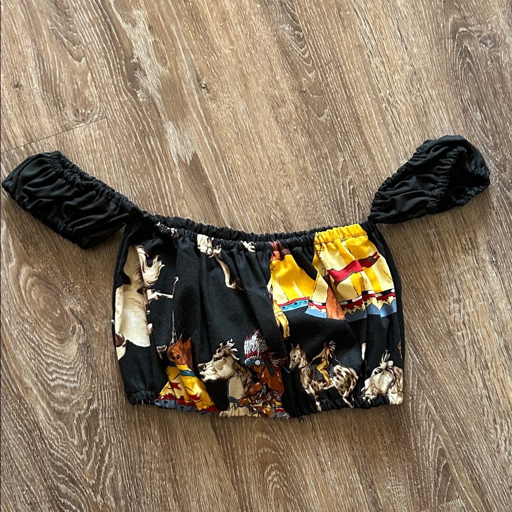 Custom Off-Shoulder Horse Print Top